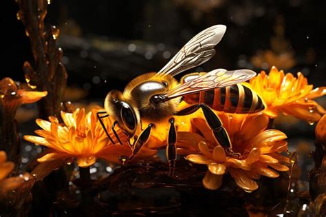 Premium Photo | A bee collecting nectar from flowers