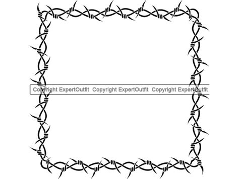 Barbed Wire Square Frame Razor Fence Fencing Barb Bob Forbidden Danger