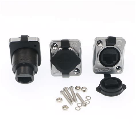 3Pcs RJ45 Waterproof Sockets IP65 Ethernet Panel Mount RJ45 Connector Black