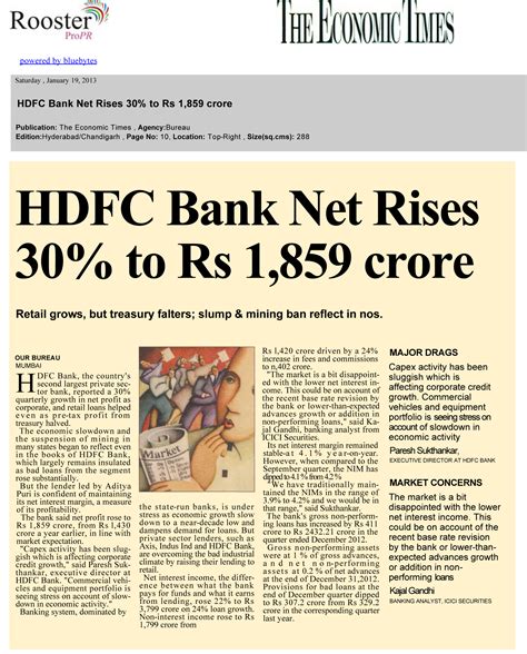 Hdfc Bank Net Rises 30 To Rs 1 859 Crore Economic Times Bank