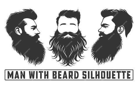 Premium Vector Bearded Men Face Hipsters With Different Haircuts Men With Beard Silhouette