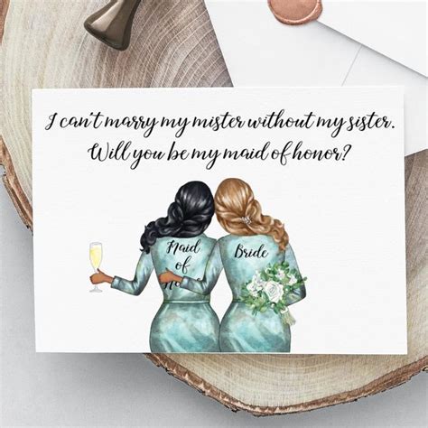 Maid Of Honor Proposal Card For Sister I Can T Marry My Mister Without My Sister Instant