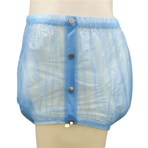 Culotte d incontinence Bleue à bouton pression en pvc Homme Femme