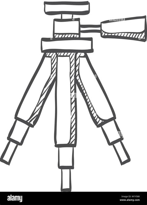 Camera Tripod Icon In Doodle Sketch Lines Photography Stands Stable