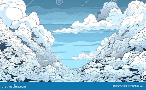 Cartoon Clouds in the Sky, Vector Illustration of a Cloudy Sky Stock ...