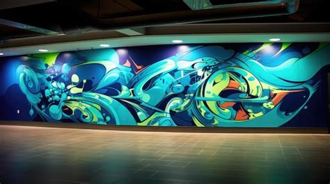 Una foto de un peeling graffiti mural ciudad paso subterráneo telón de