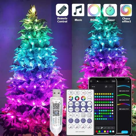 Inteligente Rvore De Natal Fairy String Lights Guirlanda Bluetooth App