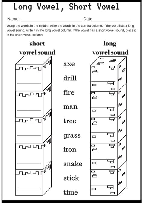 Long And Short Vowel Worksheets