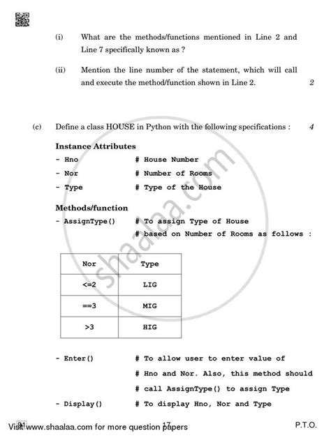 Computer Science C 2018 2019 Science English Medium Class 12 Set 4 Question Paper With Pdf