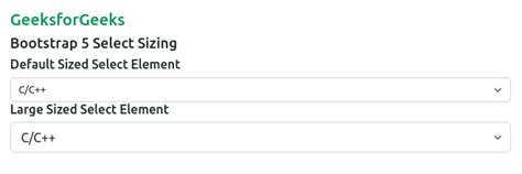 Bootstrap 5 Select Sizing GeeksforGeeks
