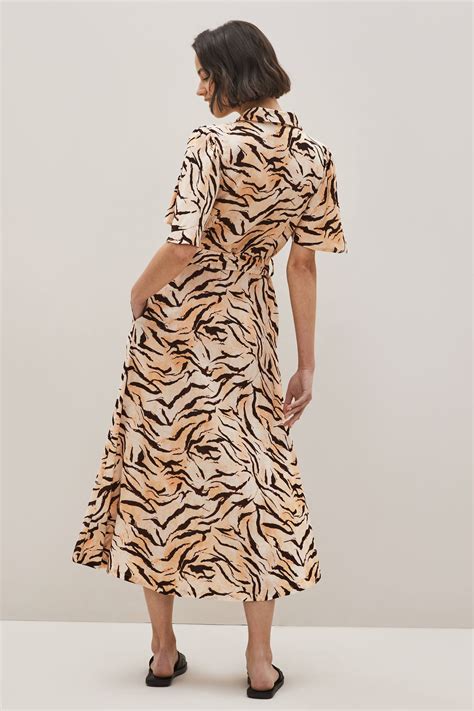 Buy Zebra Print Angel Sleeve Midi Shirt Dress From Next Ireland