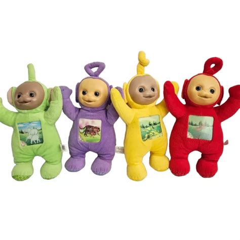 Rare Set Teletubbies Plush Vintage Holographic Dipsy Po Tinky