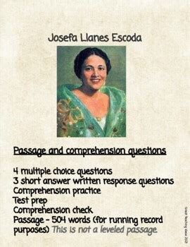 Josefa Llanes Escoda Biography Passage and Comprehension Questions