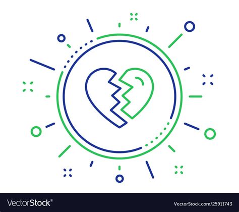 Break Up Love Line Icon Divorce Sign Royalty Free Vector