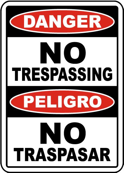 Bilingual Danger No Trespassing Sign Get 10 Off Now