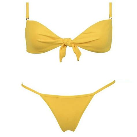 2018 Châu Âu và Hoa Kỳ mới thắt nút bikini màu rắn vải mới nylon nữ áo