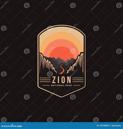 Emblem Patch Logo Illustration Of Zion National Park Stock Vector Illustration Of National