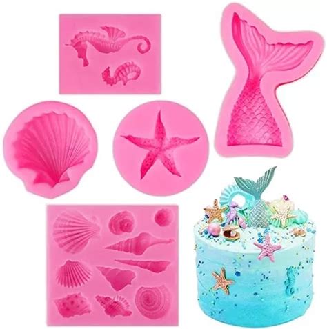 Pc Fondant De Molde Silicona Cola De Sirena Mar N Meses Sin Intereses