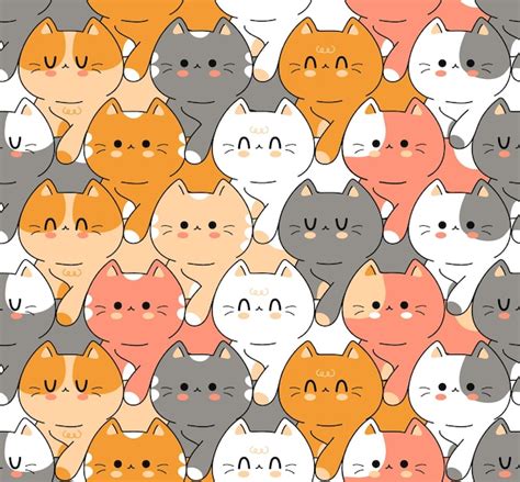 Premium Vector Cute Funny Cats Seamless Pattern