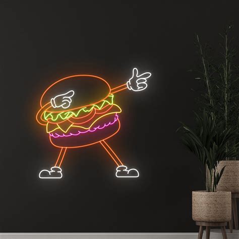 Burger Neon Sign Burger Neon Light Burger Led Light Fast Food Led