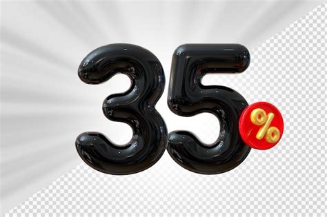 Premium PSD | 35 percent discount black balloon number 3d