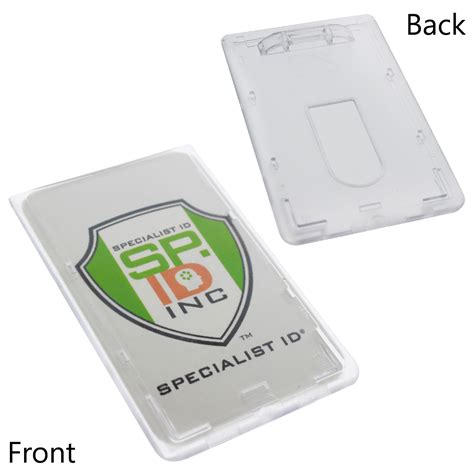 3 Heavy Duty Vertical Id Badge Holders Rigid Hard Clear Plastic