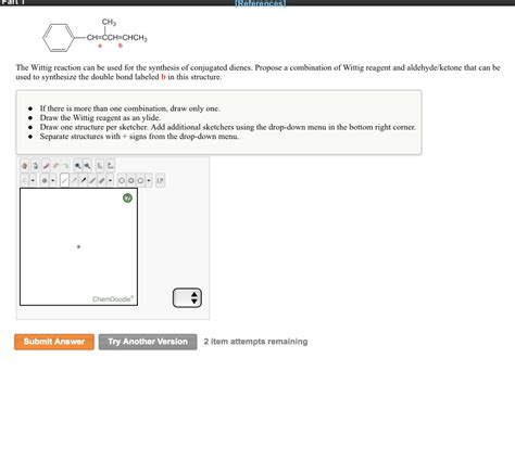 Solved Part References Ch The Wittig Reaction Can Be Used Chegg