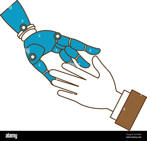 Human Hand And Robot Vector Illustration Design Stock Vector Image