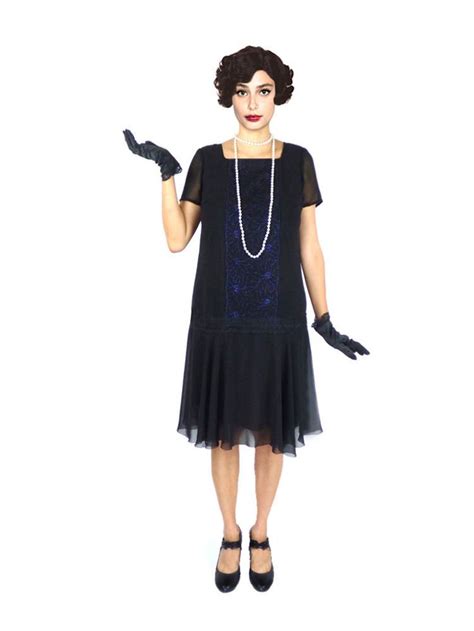 Plus Size Flapper Dress 1920s Dress Roaring 20s Dress Black Dress Low Waist Dressknee