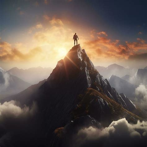 A Person Conquering A Mountain Peak Symbolizing Overcoming Ai Generated