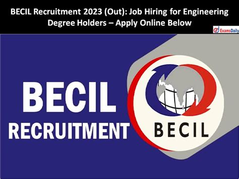 BECIL Recruitment 2023 Out Job Hiring For Engineering Degree Holders