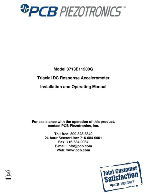 PCB PIEZOTRONICS 3713E11200G INSTALLATION AND OPERATING MANUAL Pdf