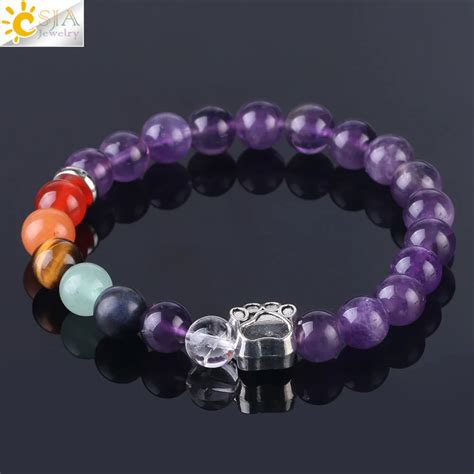 Csja Hot 7 Chakra Heil Balance Kristall Perlen Armband Edelstahl