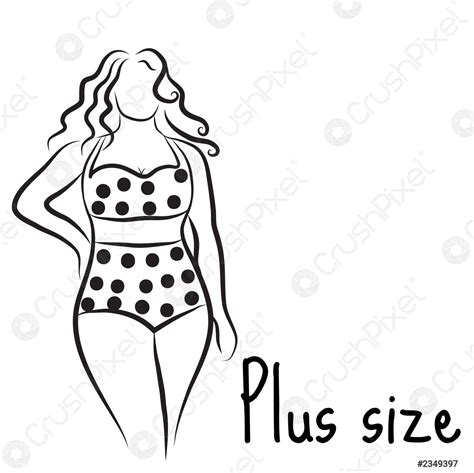 Girl Silhouette Sketch Plus Size Model Curvy Woman Symbol Vector Stock Vector Crushpixel