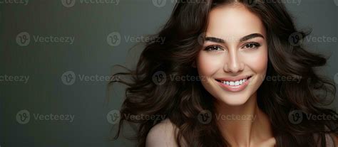 Attractive Smiling Brunette With Green Eyes Isolated Background Copy