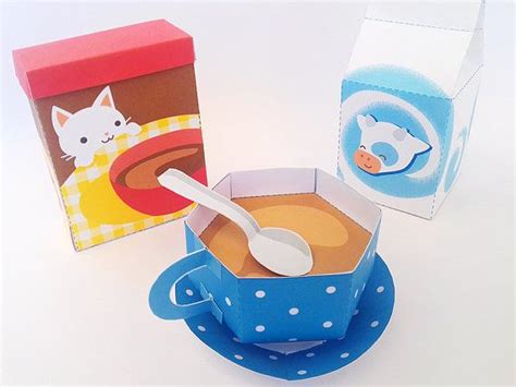 Diy Papercraft Kit Food Playset Pdf Paper Toy Breakfast Etsy Paper