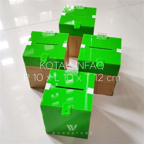 Jual Kotak Infaq Akrilik Hijau Bolu Pandan Box Kotak Amal Acrilic