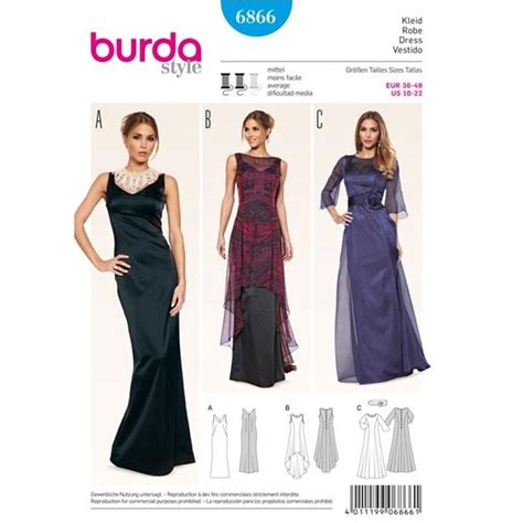 Schnittmuster Abendkleid Überkleid transparent Burda 6866 Stoffe