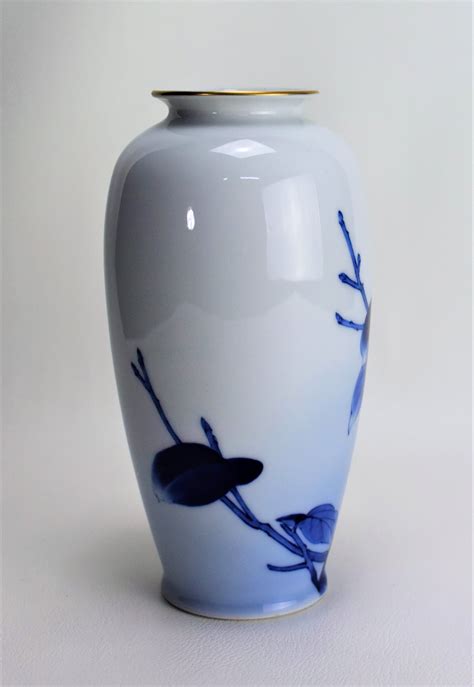 Fukagawa Vase Bird And Persimmon Motif Antique Arita Porcelain Meiji