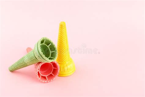 Waffle Crispy Multi Colored Ice Cream Cones Stock Photo Image Of