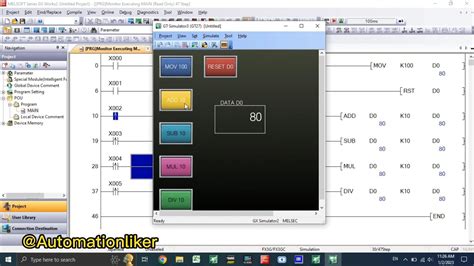 Gx Works Add Sub Mul Div Instruction Mitsubishi Plc Fx Series