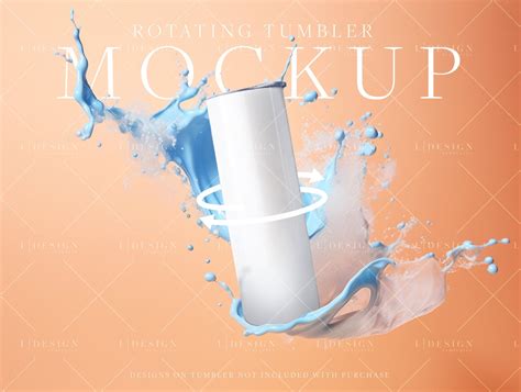 Rotating Tumbler Photoshop Mockup, 20oz Skinny Tumbler Wrap, Bottle Sublimation Template ...