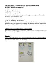 Factors Influencing Metabolic Rate In Naked Mole Rats Effects Course