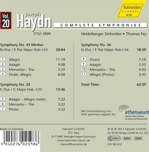 Heidelberger Sinfoniker Haydn Symphonies Cd