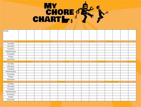 Blank Weekly Chore Chart Templates 10 Free Pdf Printables Printablee