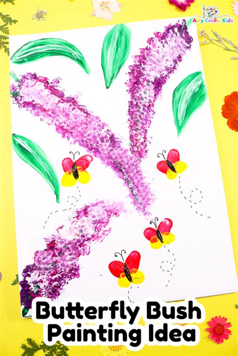 Easy Flower Painting with Fingerprint Butterflies & Butterfly Bush ...