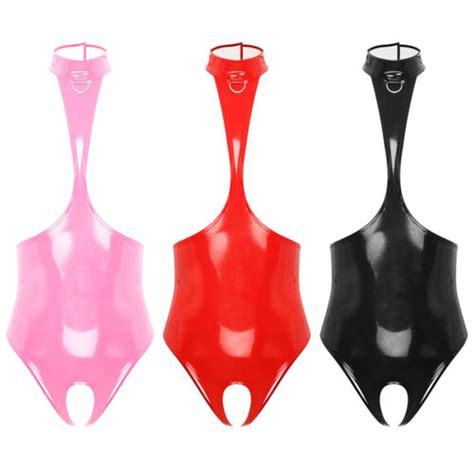 Womens Bodysuit Sleeveless Leotard Wet Look Catsuit Party Lingerie Rompers Sexy EBay