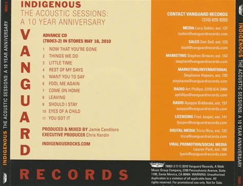 Indigenous The Acoustic Sessions Ediciones Discogs