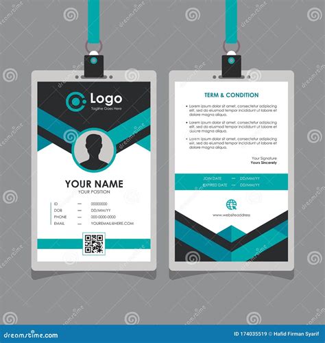 Abstract Gemetric Turquoise Id Card Design Template Vector Stock Vector Illustration Of Card