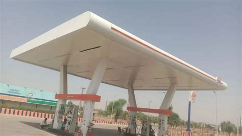 Mild Steel White Indian Oil Petrol Pump Canopy At Rs Square Meter